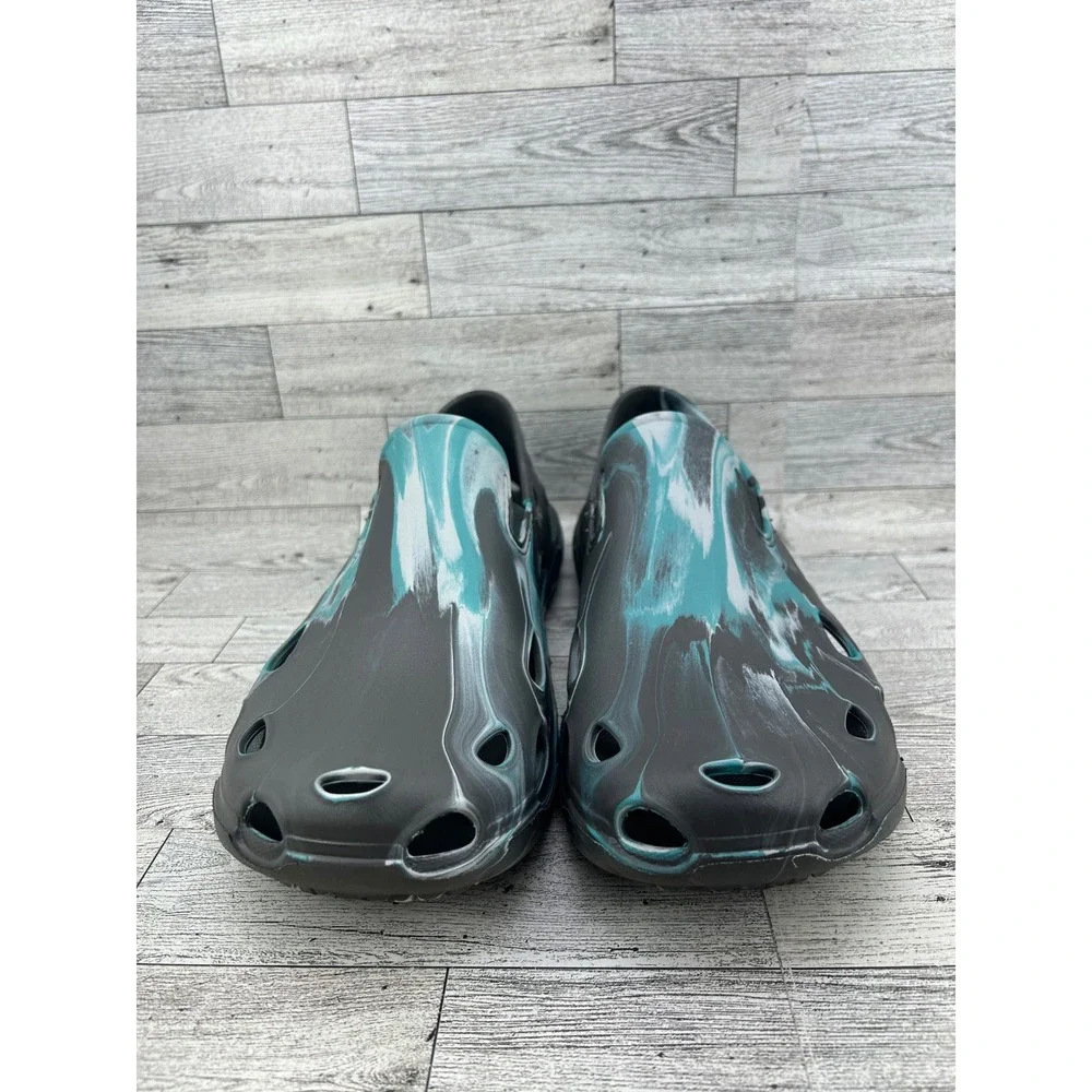 Huk Brewster Marble Shoes Men Sz 12 Black Teal Slip On Water Fishing Boating EVA